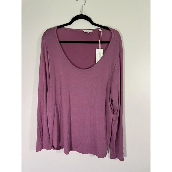 VINCE Purple Jersey Knit Soft Long Sleeve Scoop Neck Top T-Shirt NWT Size‎ XXL - Picture 1 of 7